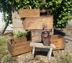 Antique boxes and stool Antique boxes and stool